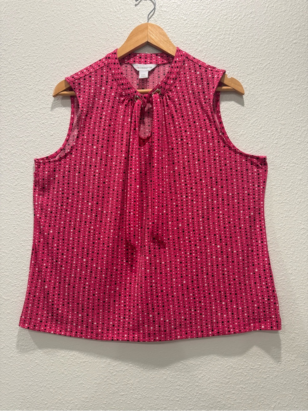 Liz Claiborne‎ Pink Printed Tie-Neck Sleeveless Shell